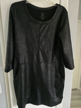 New York & Company Black Faux Leather Mini Dress